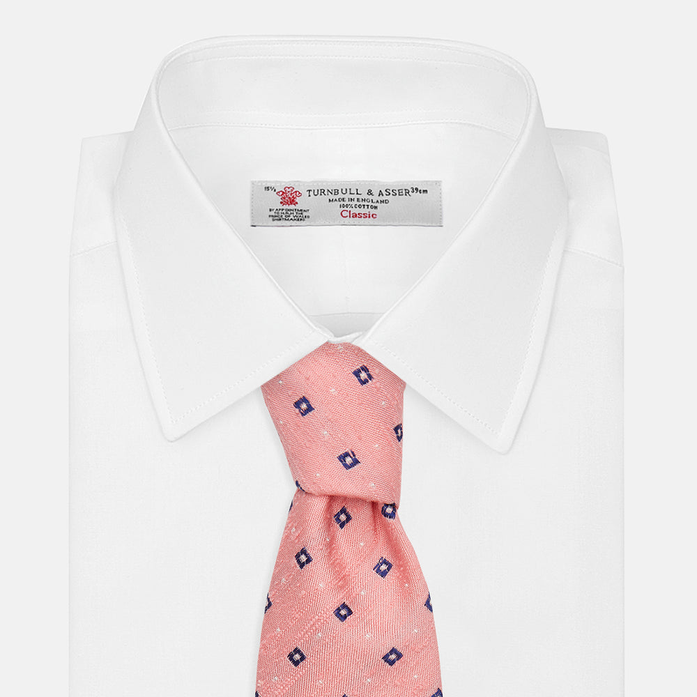 Pink Fine Square Slub Silk Tie