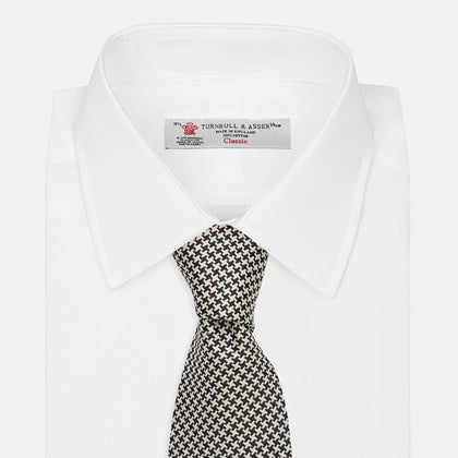 Fine Puppytooth Monochrome Silk Tie Image 3