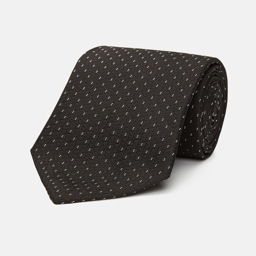 Dark Grey Fine Dash Monochrome Silk Tie