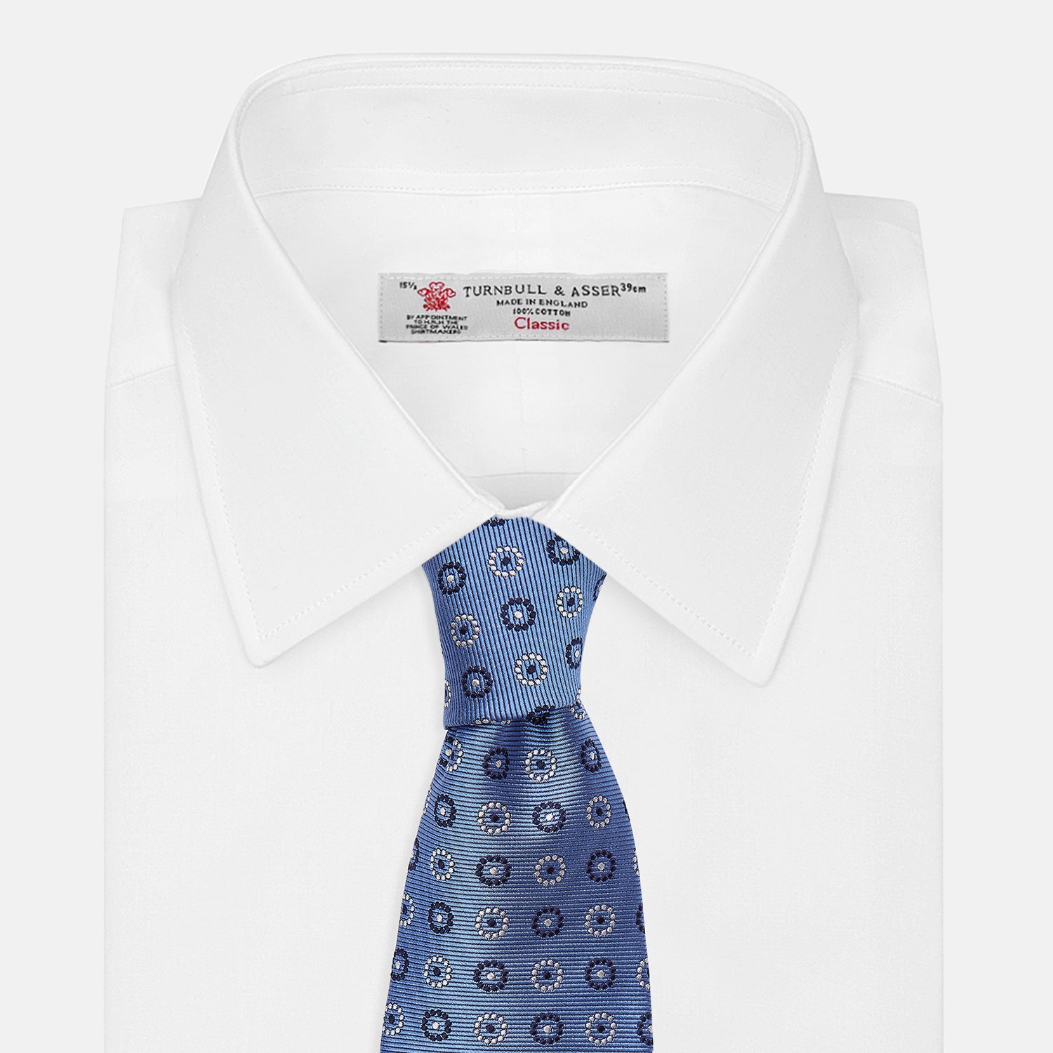 Mid-Blue Floral Geometric Silk Jacquard Tie