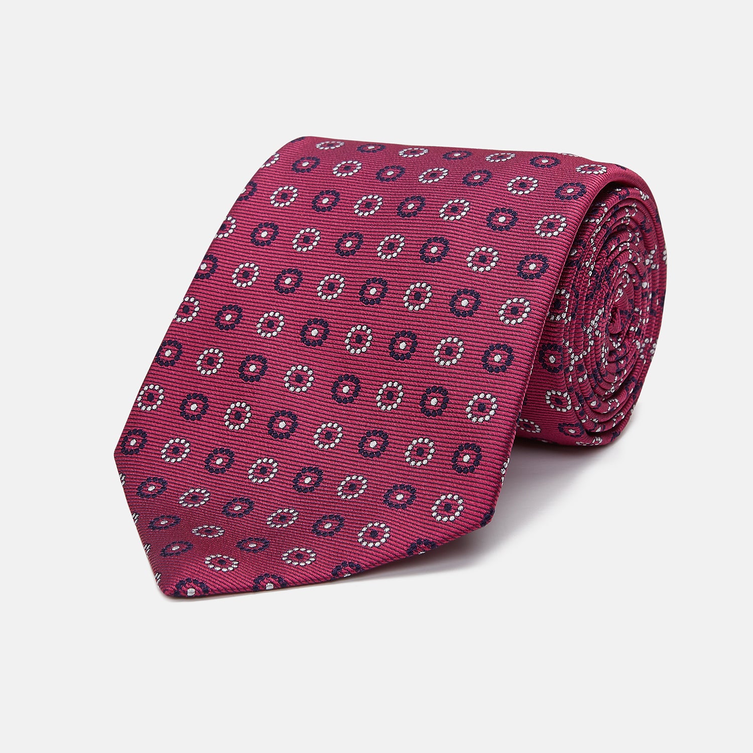 Magenta Floral Geometric Silk Jacquard Tie