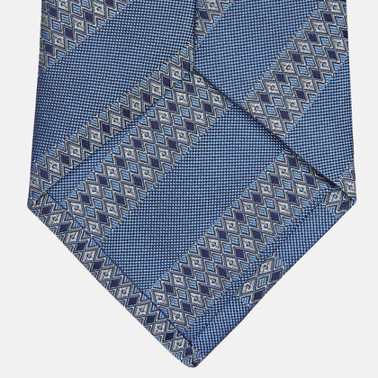 Dark Blue Baroque Stripe Silk Jacquard Tie Image 2