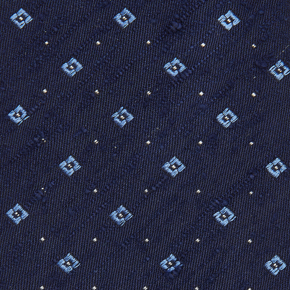 Midnight Blue Square Slub Silk Jacquard Tie