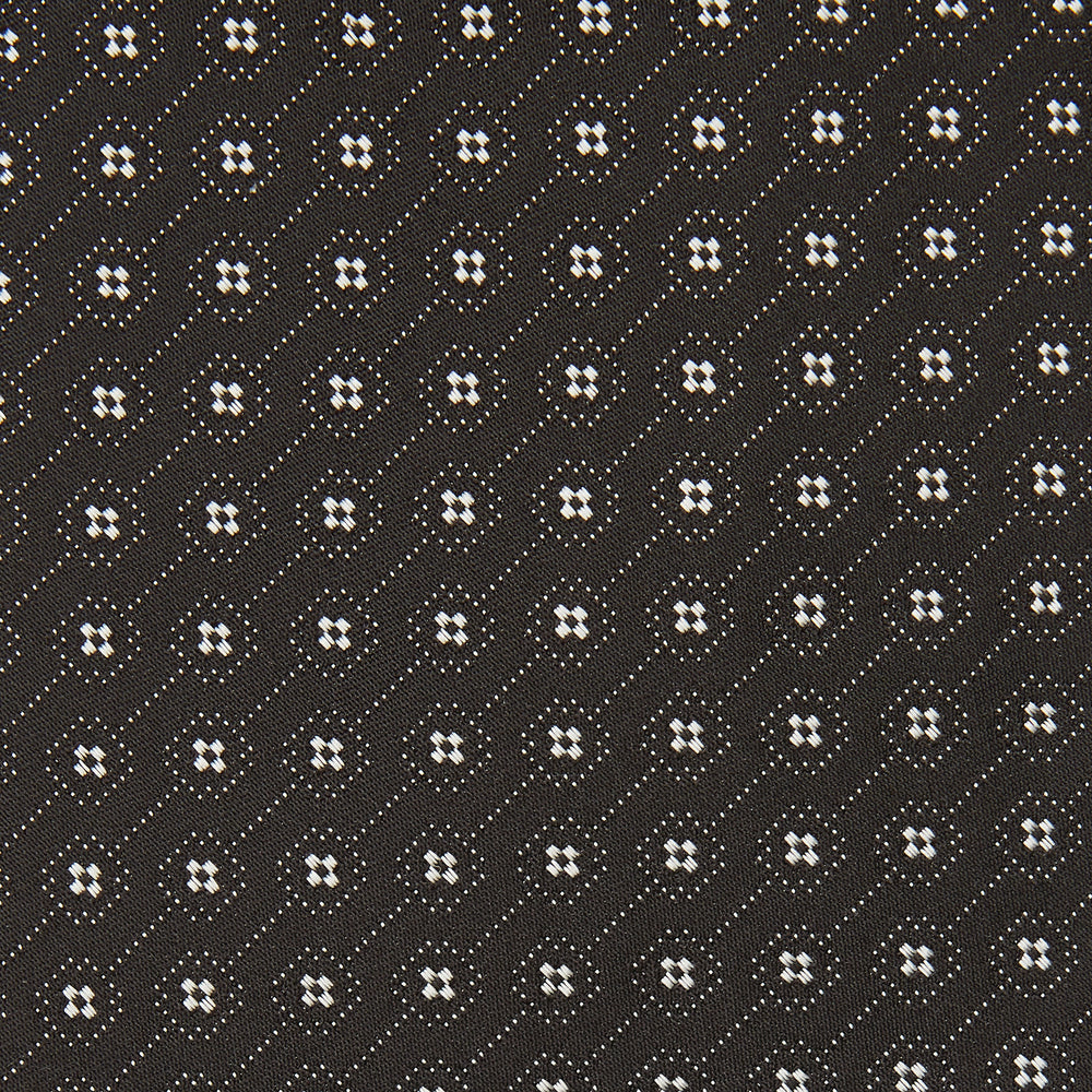 Black Floral Piqué Monochrome Silk Tie