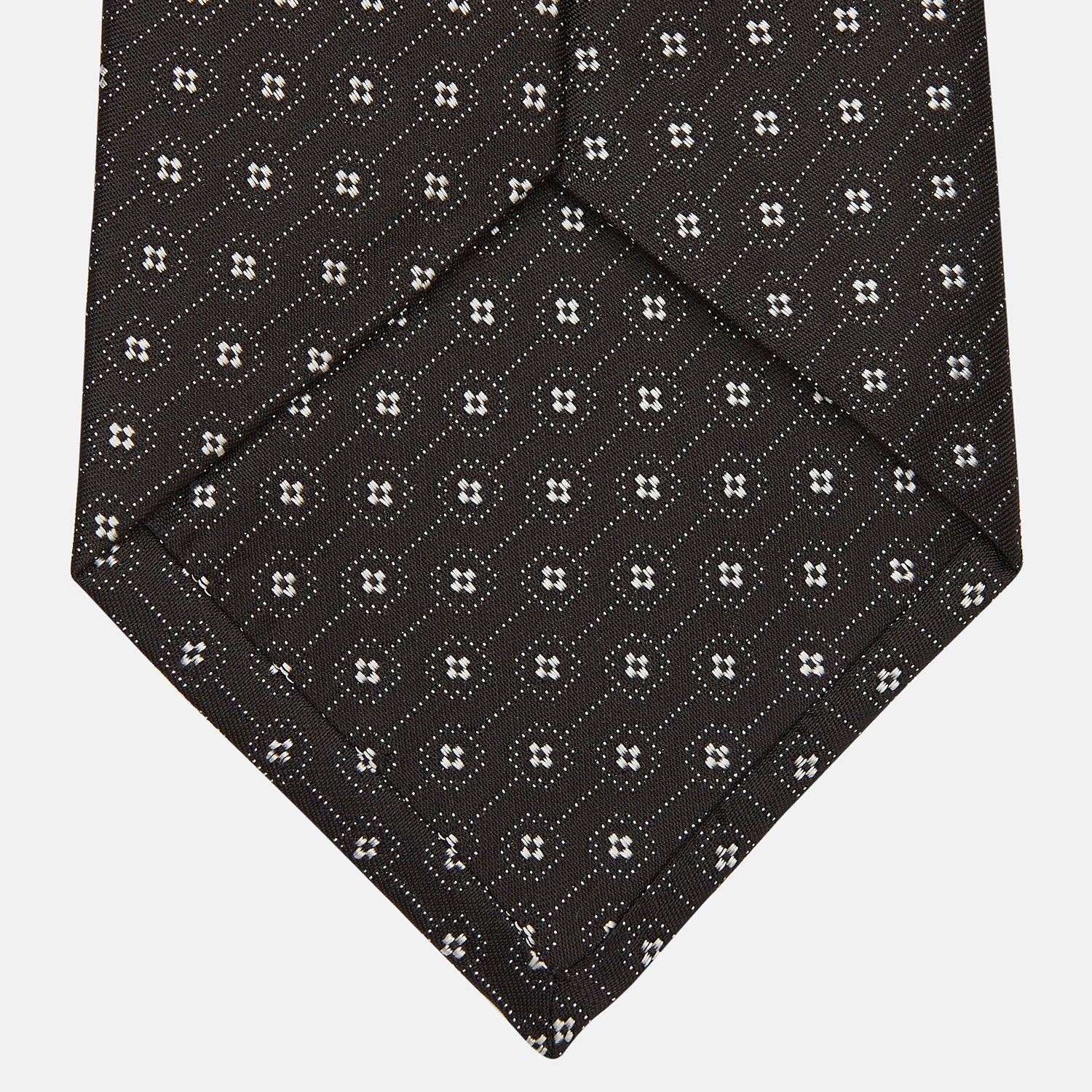 Black Floral Piqué Monochrome Silk Tie