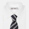 Navy and White Lace Stripe Silk Tie