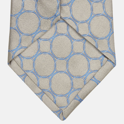 Toffee and Powder Blue Circle Jacquard Silk Tie Image 2