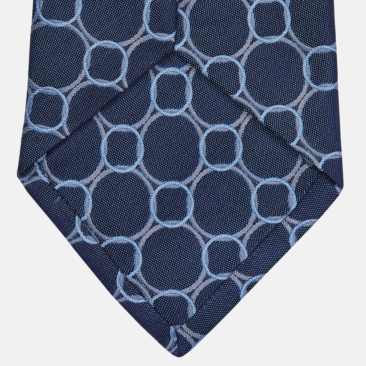 Navy and Powder Blue Circle Jacquard Silk Tie