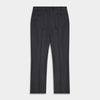 View 4 of product Turnbull & Asser Charcoal Houndstooth Flannel Trousers with a straight-leg cut, front zipper, button closure, belt loops, and side pockets, shown laid flat on a white background.