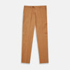 View 1 of product The Tan Garment Dyed Cotton Chinos from Turnbull & Asser, crafted from Italian cotton twill with belt loops, front pockets, and a button closure, are shown laid flat on a white background.