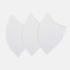 View 1 of product Three white Turnbull & Asser Commuter Mask VIROFORMULA™ Filters (3-Pack) are displayed side by side on a plain white background, highlighting their antiviral and antibacterial properties.