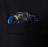 Navy Fine Floral Print Silk Pocket Square