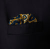 Tan Medallion Print Silk Pocket Square