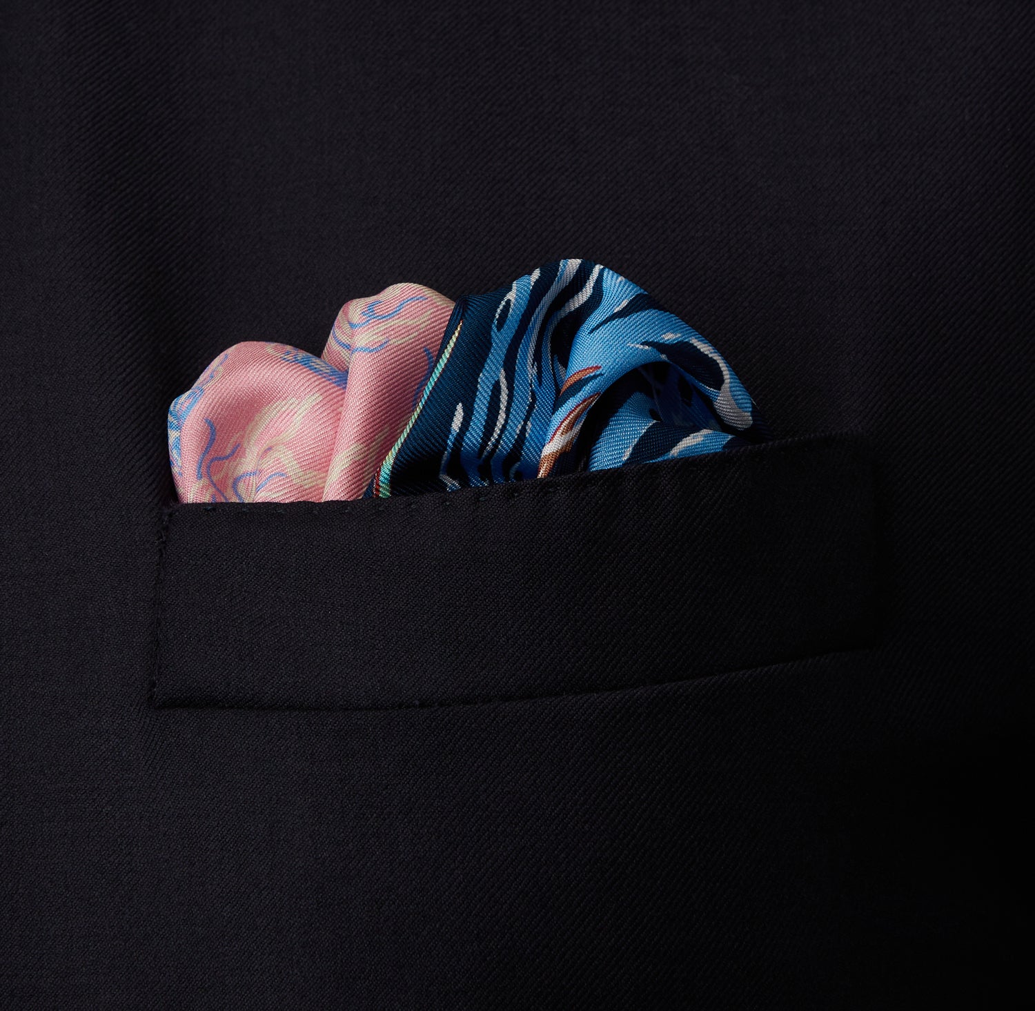 Pink Jellyfish Silk Print Pocket Square