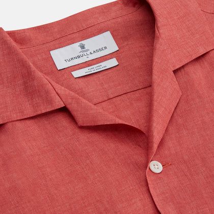 Crimson Delave Linen Holiday Fit Shirt with Revere Collar Image 2
