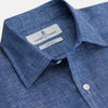 Indigo Linen Weekend Fit Shirt with Derby Collar