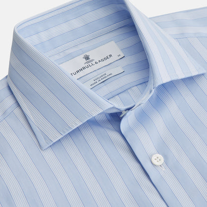 Tonal Blue Stripe Tailored Fit Shirt with Kent Collar