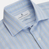 View 3 of product A Yellow and Blue Glen Check Tailored Fit Shirt by Turnbull & Asser, featuring a Kent collar, displayed flat on a white background.