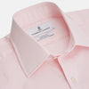 View 3 of product The Pink Fine Stripe Regular Fit Shirt with T&A Collar by Turnbull & Asser is a light pink, long-sleeve poplin shirt made from Italian cotton, featuring white buttons and shown flat on a white background.