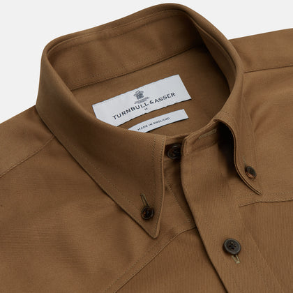 Khaki Cotton Weekend Fit Western Shirt with Dorset Collar