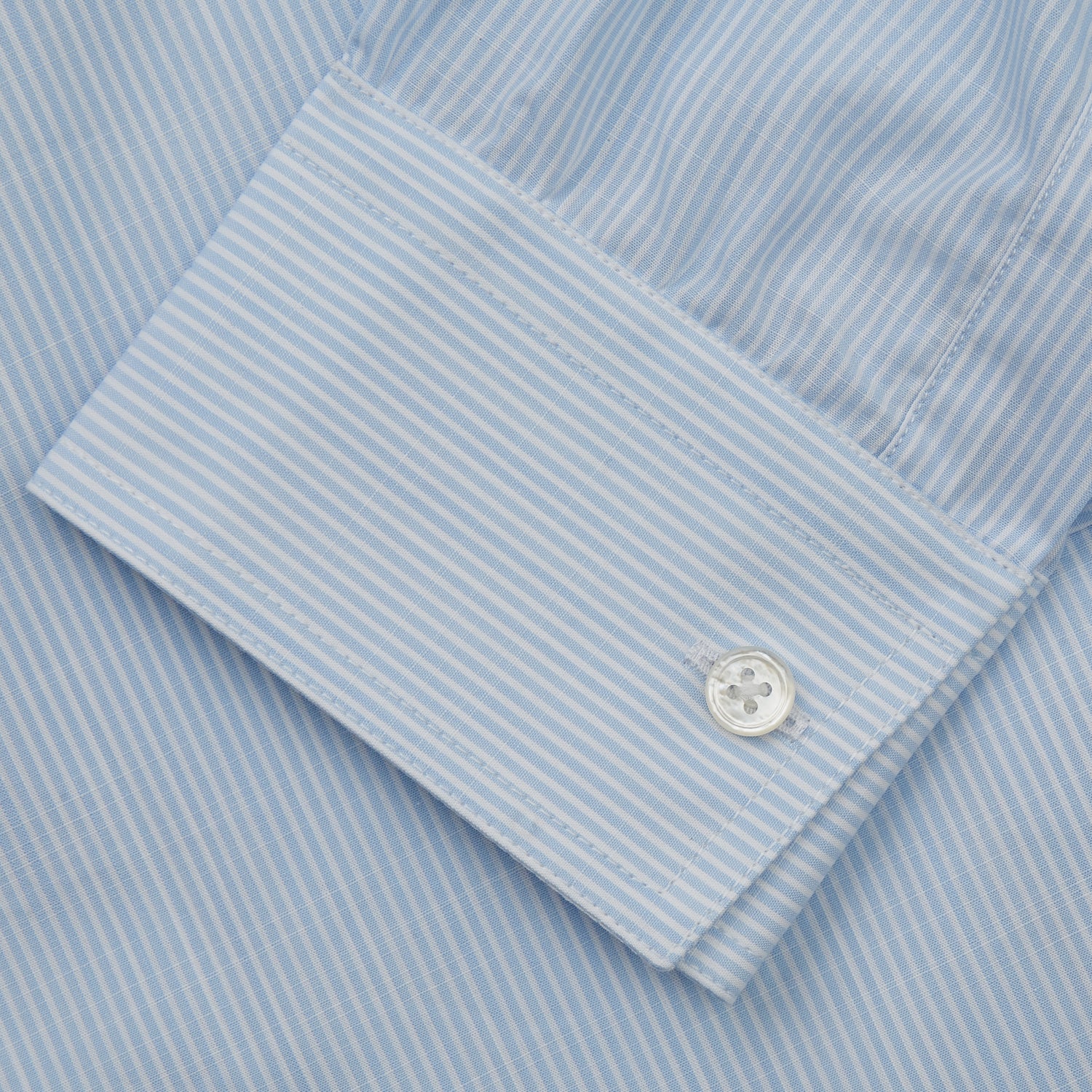 Sky Blue Chambray Stripe Weekend Fit Shirt With Dorset Collar