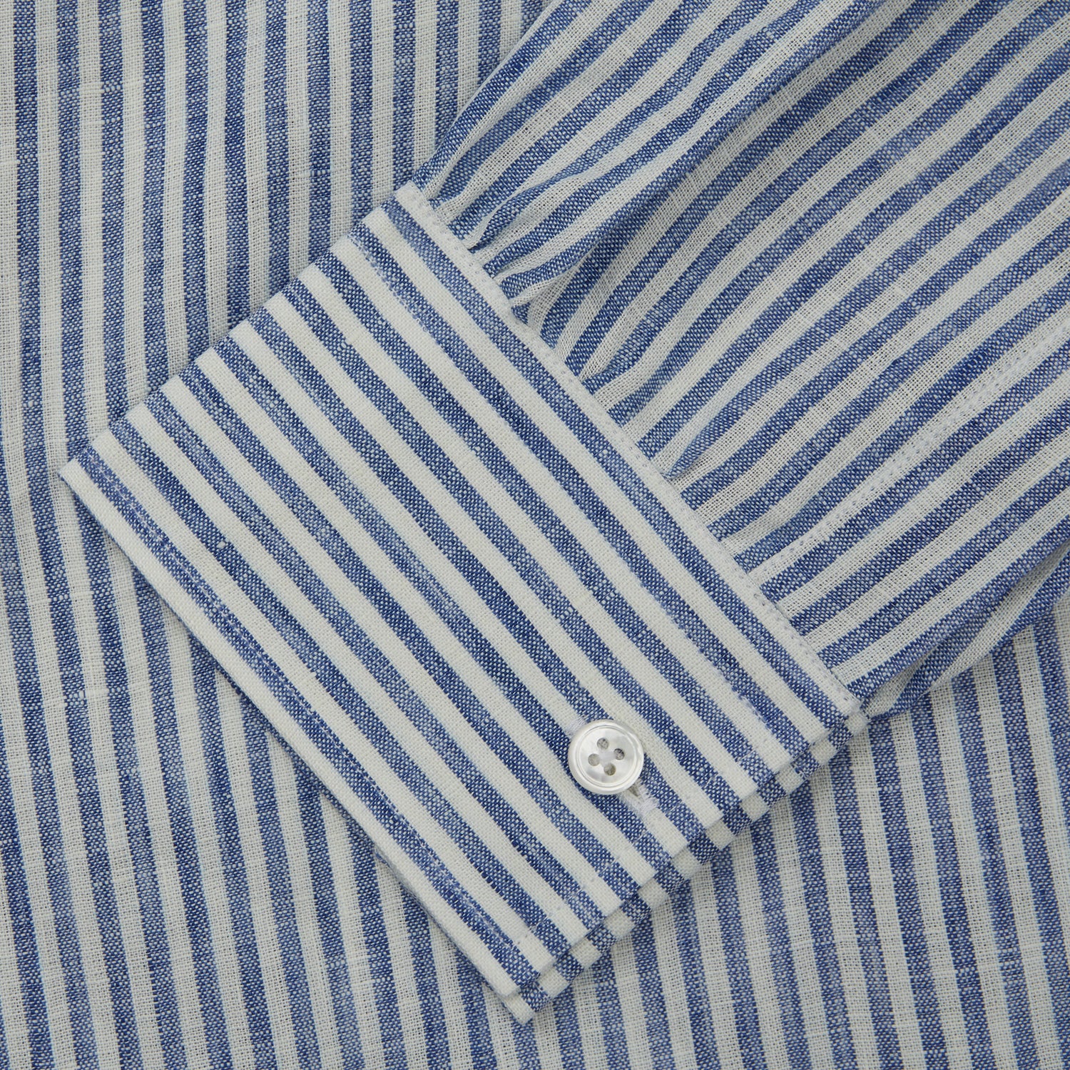Sky Blue Linen Stripe Weekend Fit Shirt with Derby Collar
