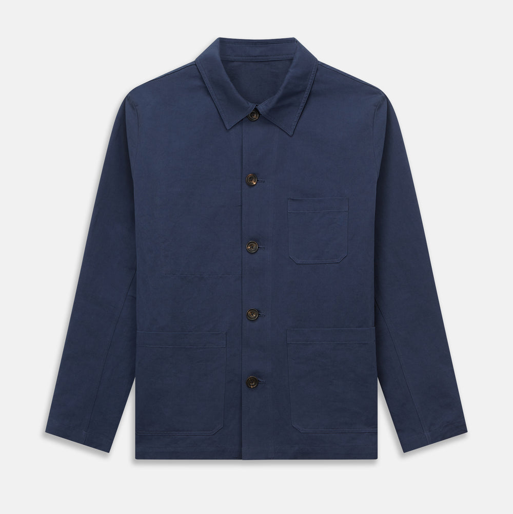 Navy Cotton-Linen Remy Chore Jacket