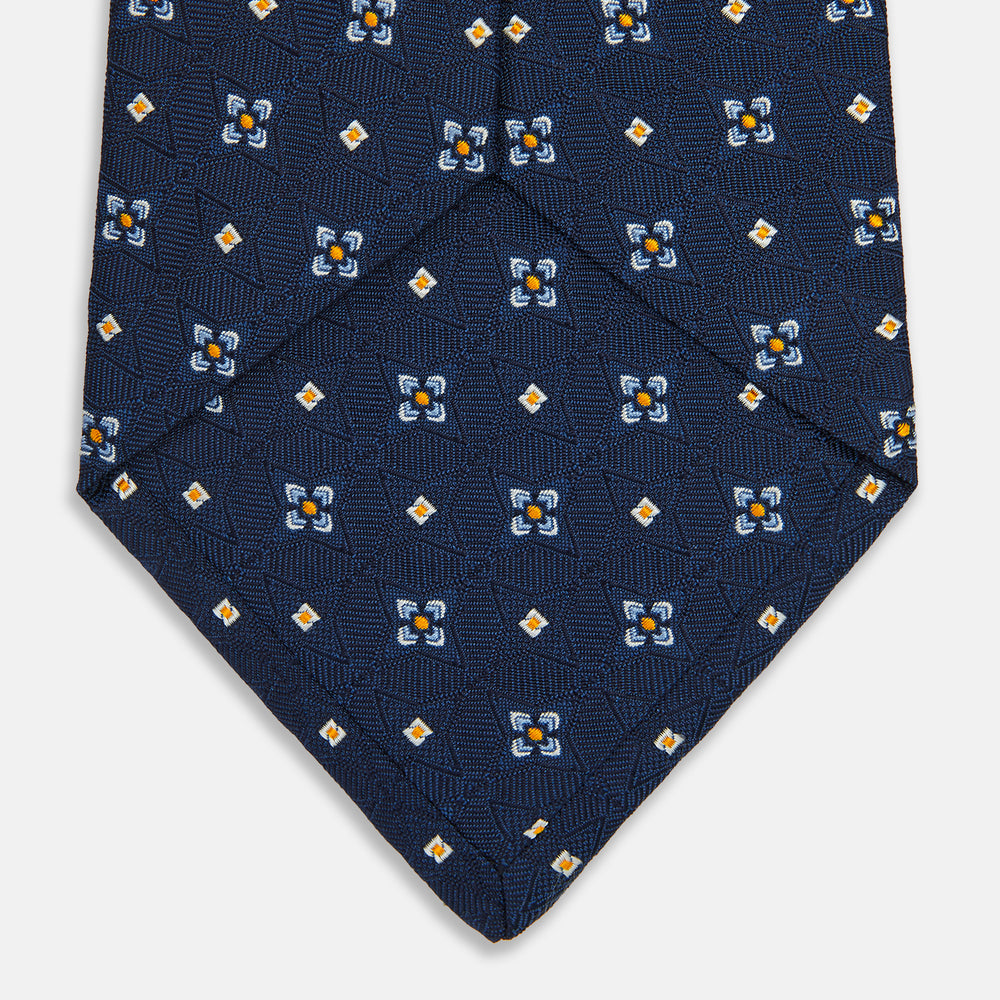 Navy Floral Emblem Tie