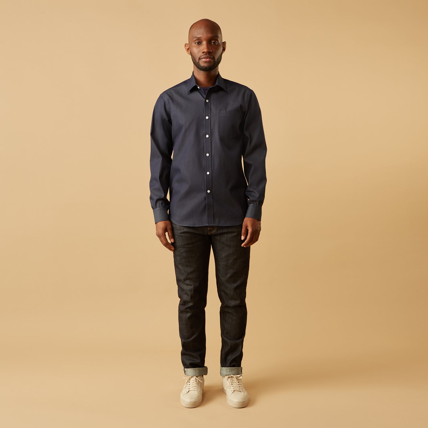 Blue Weekend Fit Finch Shirt With Derby Collar And Chest Pocket