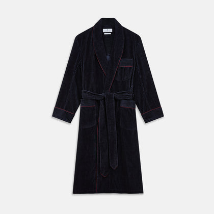 Navy Linen & Cotton Cord Gown