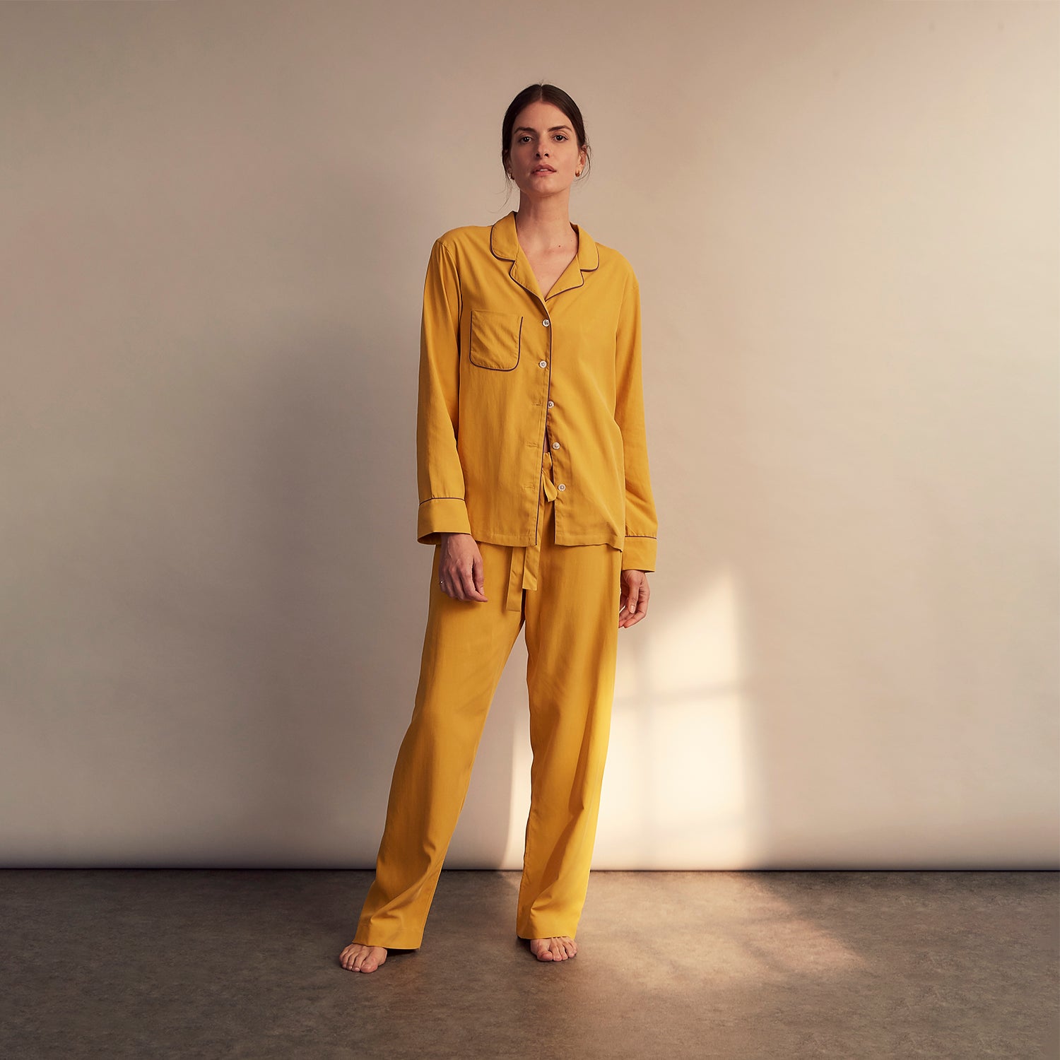 Women's Gold Silk Harriet Pyjamas Set