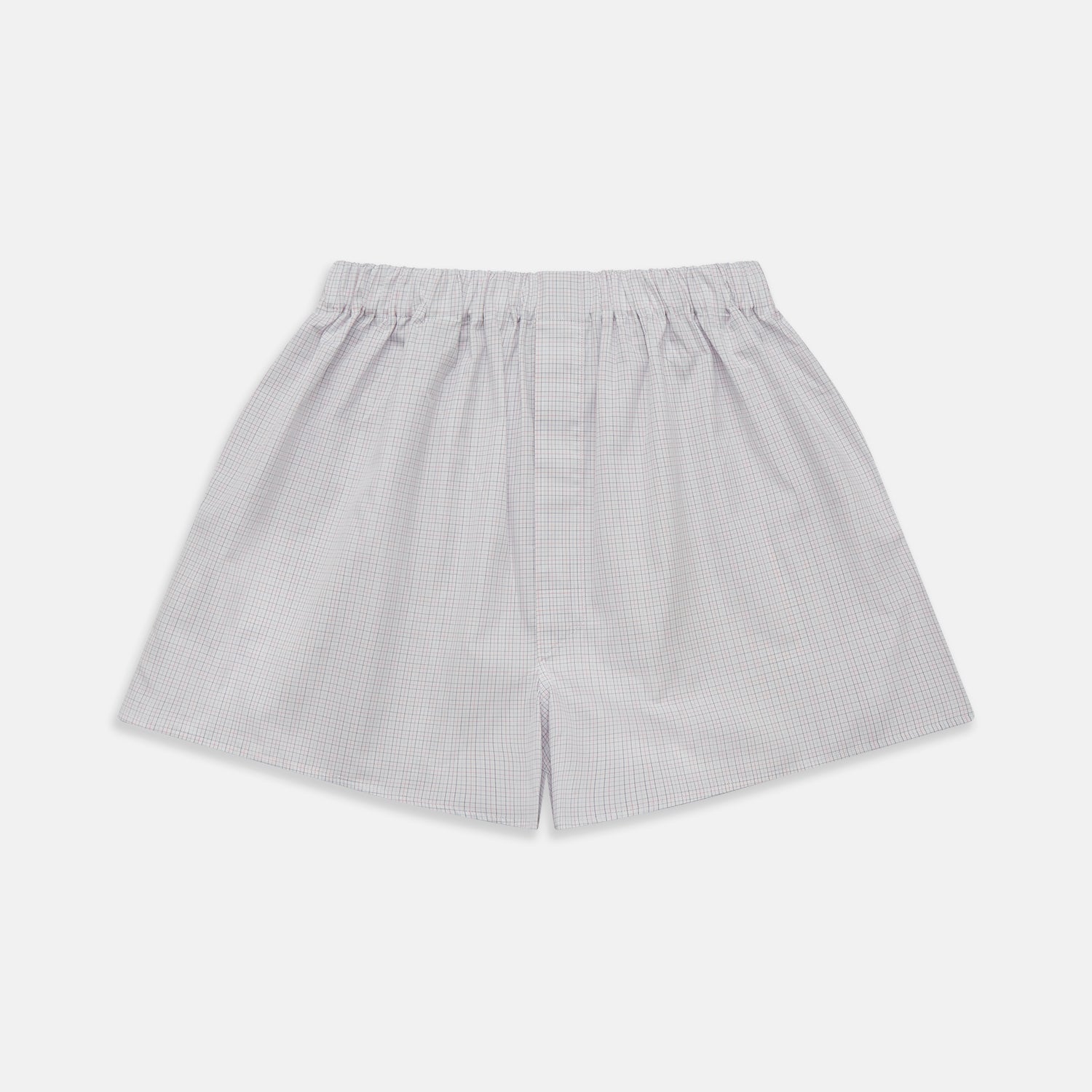 View 1 of product Turnbull & Asser Blue Multi Check Cotton Godfrey Boxer Shorts feature a relaxed fit, elastic waistband, and luxury design—men’s essentials laid flat on a white background.