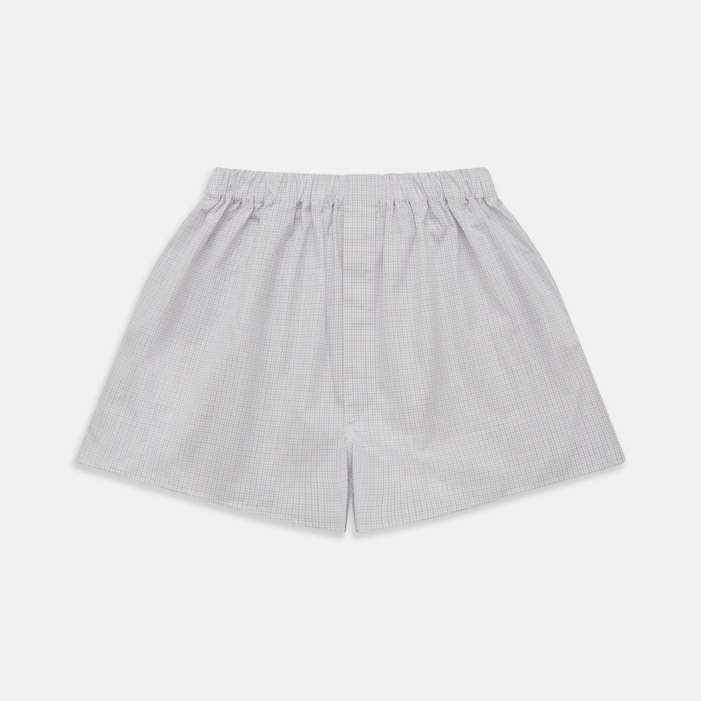 Blue Multi Check Cotton Godfrey Boxer Shorts