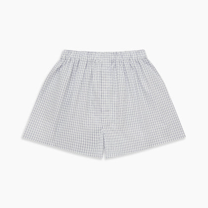 White and Blue Check Cotton Godfrey Boxer Shorts Image 2