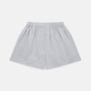 View 1 of product Faded Blue Block Check Cotton Godfrey Boxer Shorts by Turnbull & Asser, shown flat on a white background. These luxury boxers offer a relaxed fit and smooth, simple design with an elastic waistband and no visible buttons or patterns.