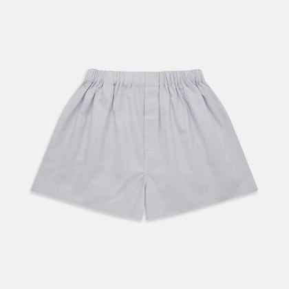 Faded Blue Block Check Cotton Godfrey Boxer Shorts