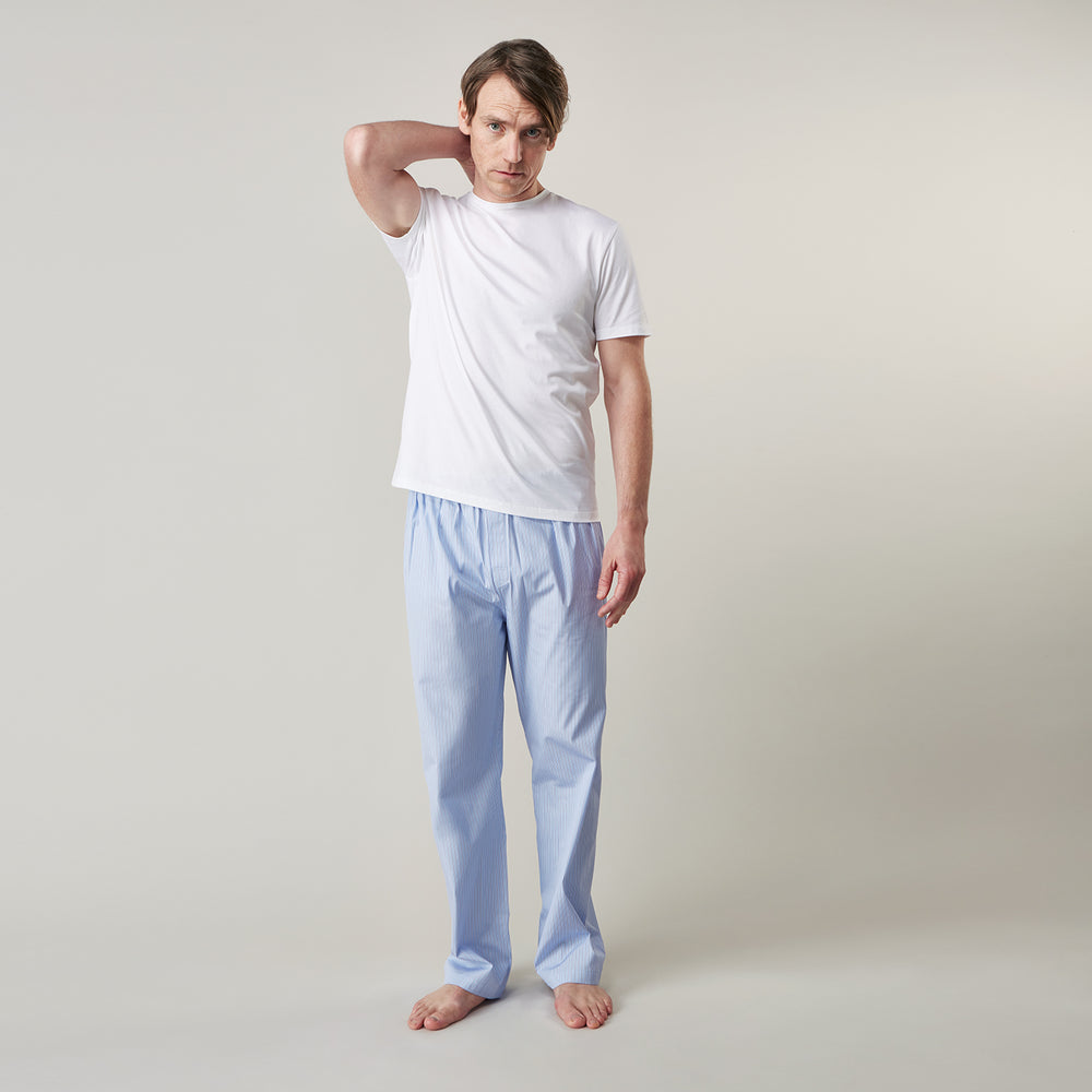 Blue Stripe Cotton Pyjama Trousers