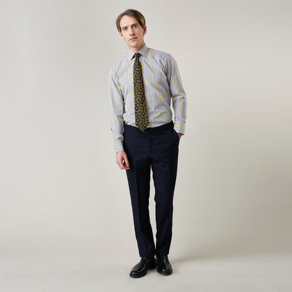 Yellow and Blue Fancy Check Regular Fit Shirt with T&A Collar