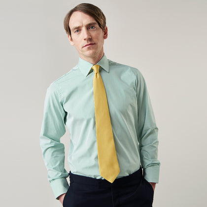 Green Fine Stripe Regular Fit Shirt with T&A Collar Image 2