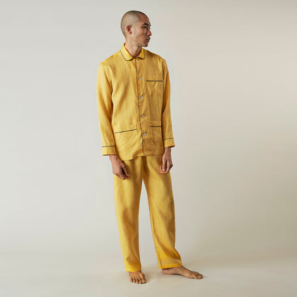 Ochre Linen Modern Pyjama Set Image 8