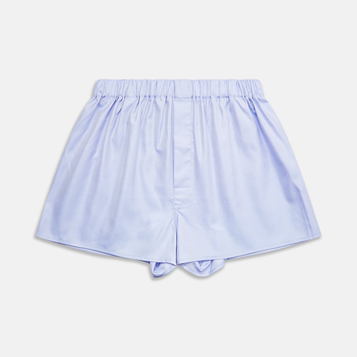 View 1 of product Turnbull & Asser Blue Sea Island Quality Cotton Twill Boxer Shorts for men, featuring an elastic waistband, shown flat on a white background.