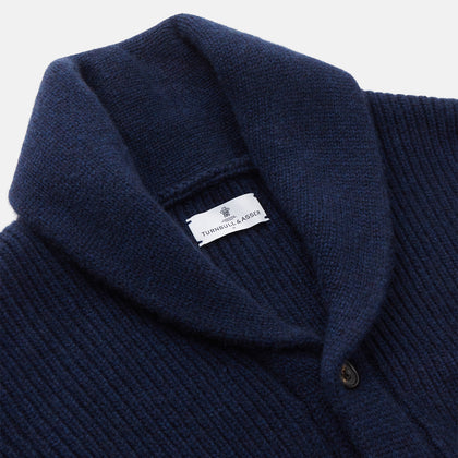 Navy Shawl Collar Cashmere Cardigan