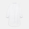 View 5 of product The Turnbull & Asser White Piped Cotton Nightshirt features black piping on the collar, chest pocket, and cuffs, plus a curved hem and loose-fitting sleeves gathered at the wrists for a classic look.