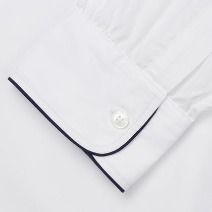 White Piped Cotton Nightshirt Image 2