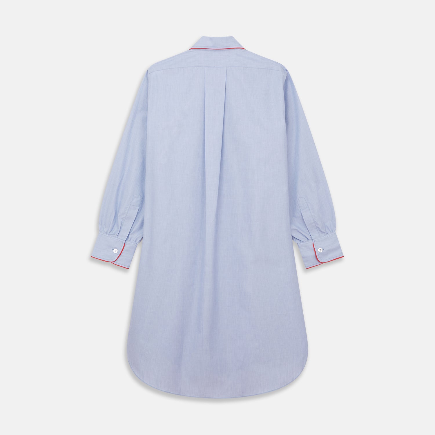 Blue Piped End-on-End Cotton Nightshirt