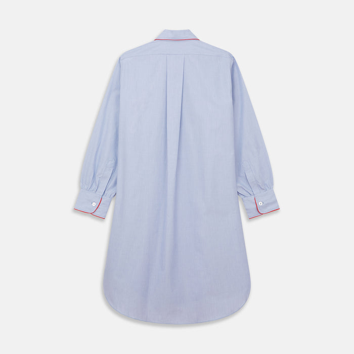 Blue Piped End-on-End Cotton Nightshirt Image 4