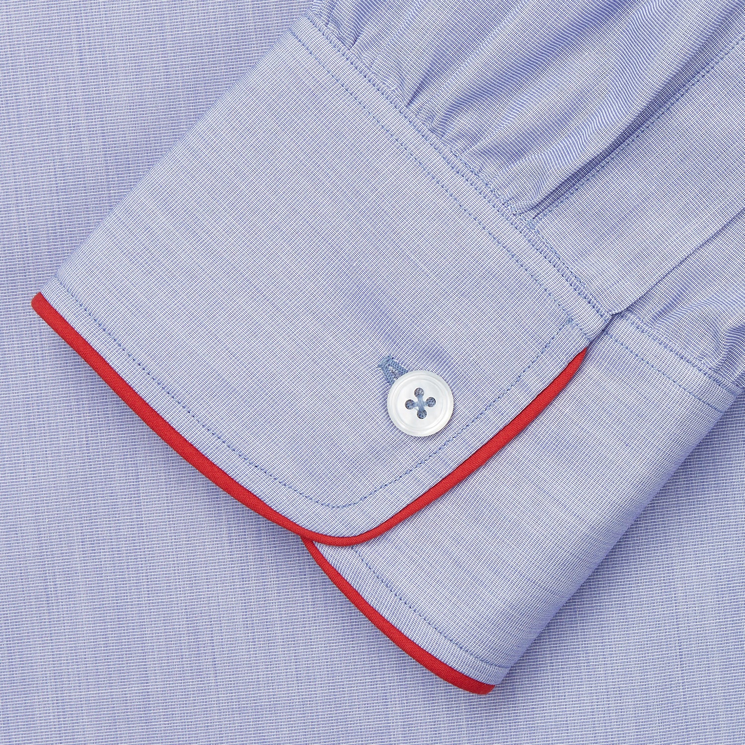 Blue Piped End-on-End Cotton Nightshirt