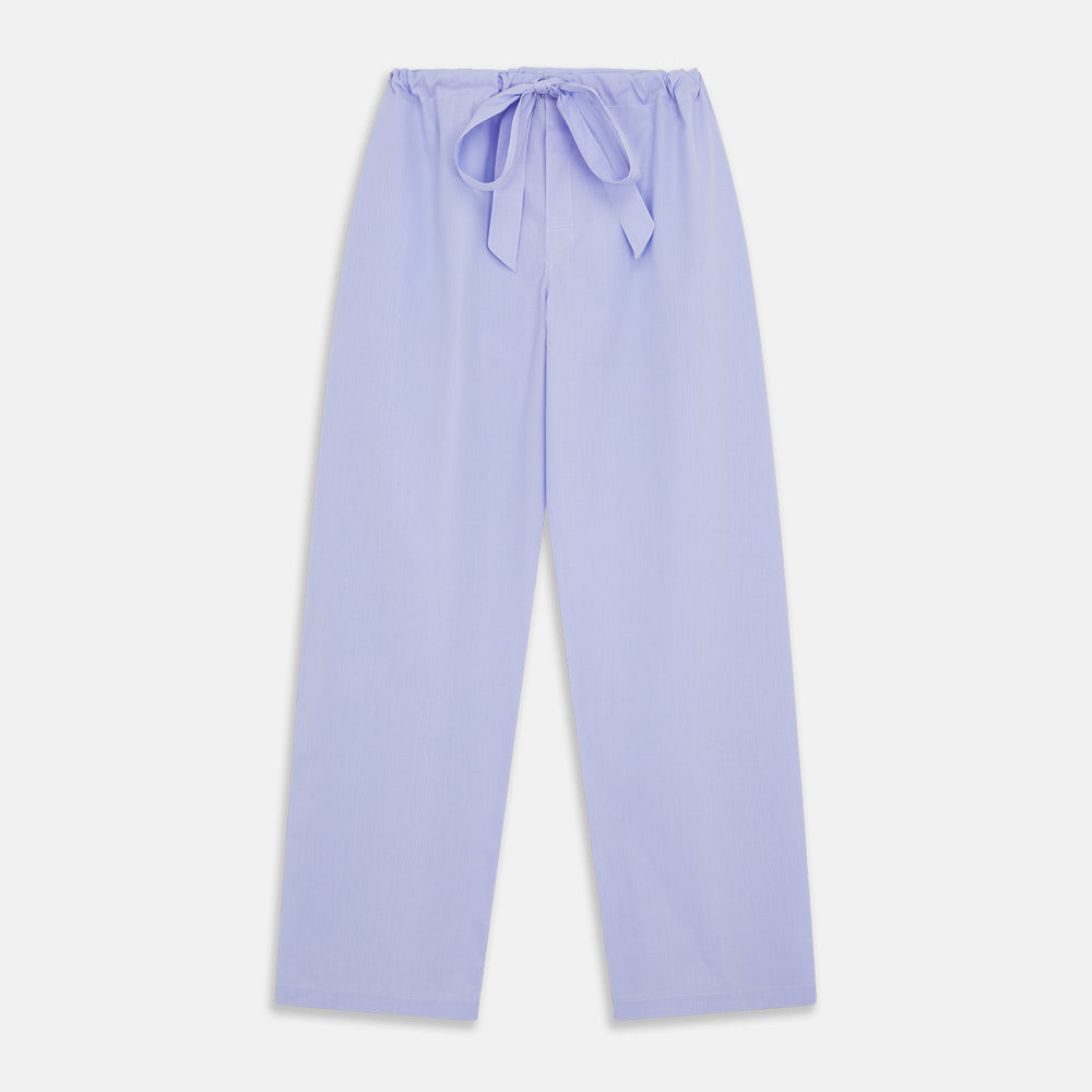 Blue Fine Check Piped Sea Island Quality Cotton Pyjama Set
