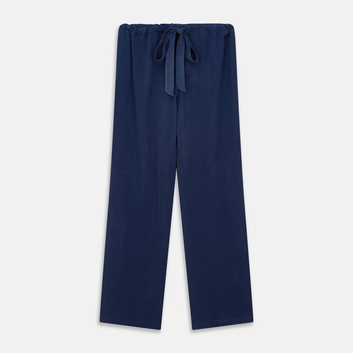 Navy Piped Silk Pyjama Set Image 5