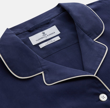Women's Harriet Navy Silk Pyjama Set Image 2